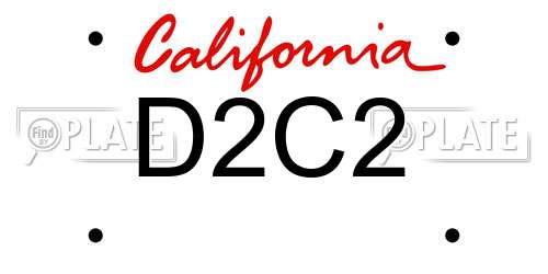 D2C2 California License Plate