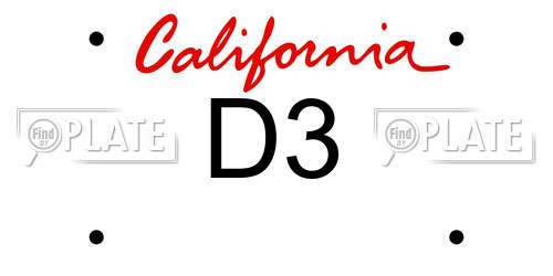 D3 California License Plate