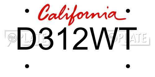D312WT California License Plate