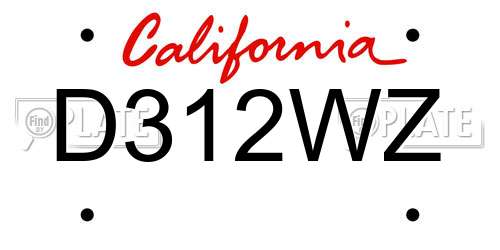 D312WZ California License Plate