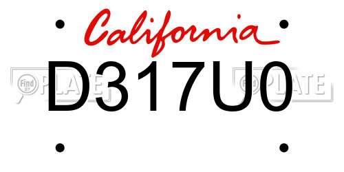 D317U0 California License Plate