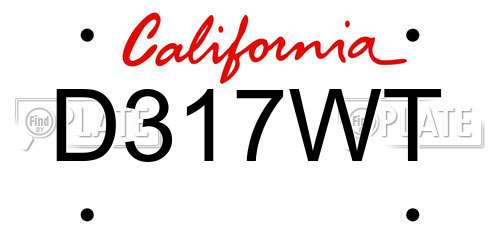 D317WT California License Plate