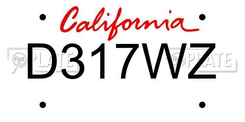 D317WZ California License Plate