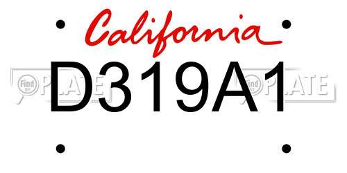 D319A1 California License Plate