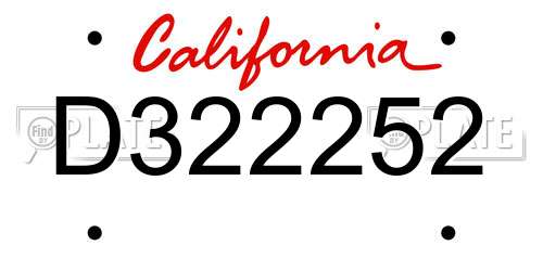 D322252 California License Plate