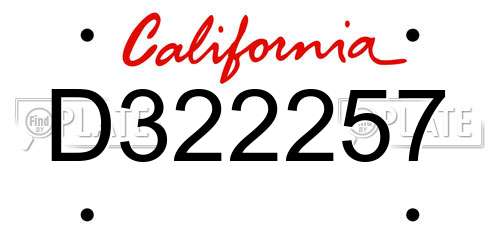 D322257 California License Plate