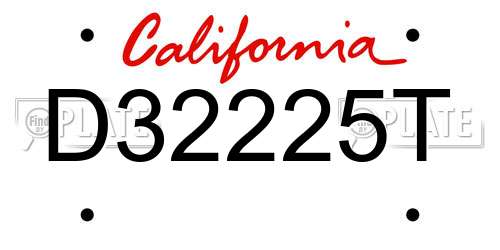 D32225T California License Plate