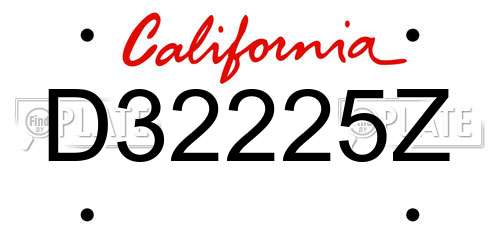 D32225Z California License Plate