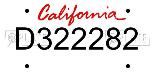D322282 California License Plate