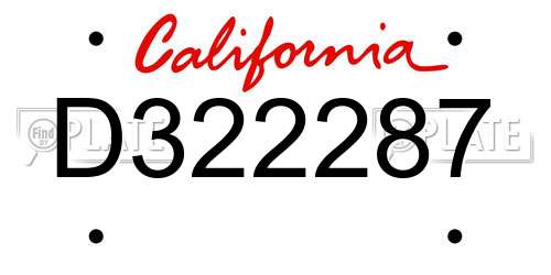 D322287 California License Plate
