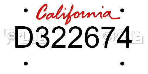 D322674 California License Plate