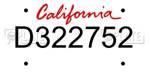 D322752 California License Plate