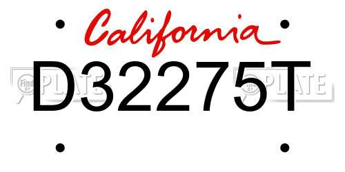 D32275T California License Plate
