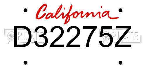 D32275Z California License Plate