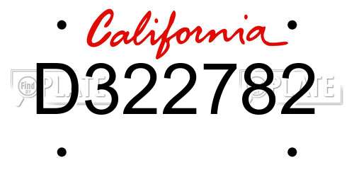 D322782 California License Plate