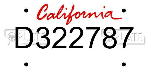 D322787 California License Plate