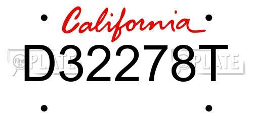 D32278T California License Plate