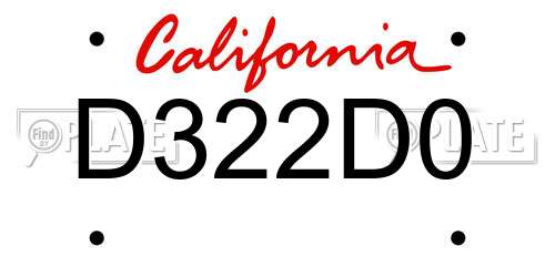 D322D0 California License Plate