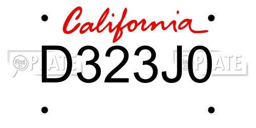 D323J0 California License Plate