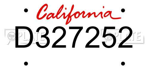 D327252 California License Plate