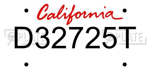 D32725T California License Plate