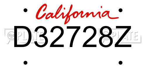 D32728Z California License Plate