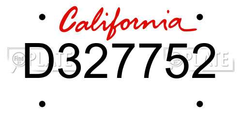 D327752 California License Plate