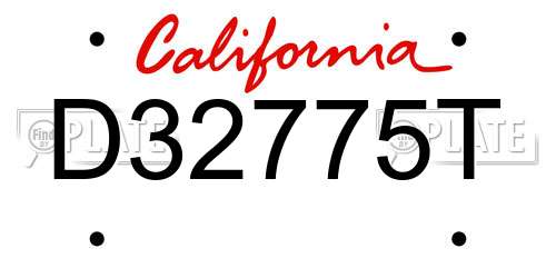 D32775T California License Plate