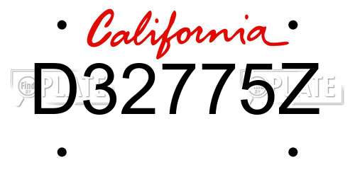 D32775Z California License Plate