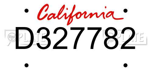 D327782 California License Plate