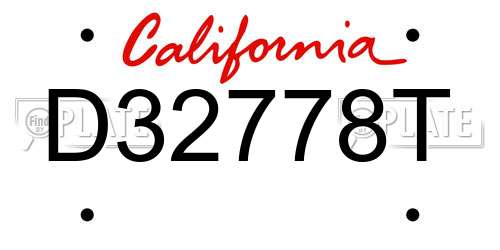 D32778T California License Plate