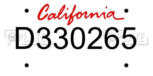 D330265 California License Plate
