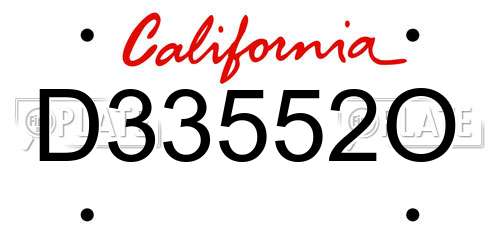 D33552O California License Plate