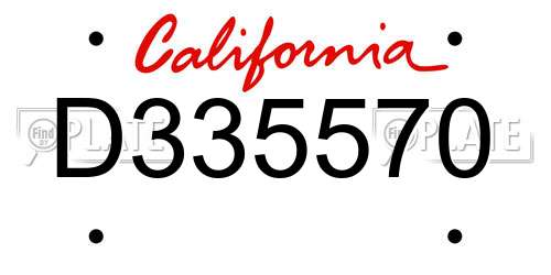 D335570 California License Plate