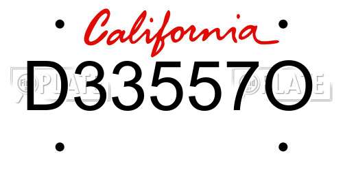 D33557O California License Plate