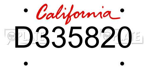 D335820 California License Plate