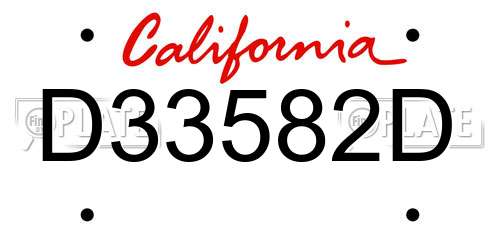 D33582D California License Plate