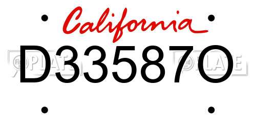 D33587O California License Plate