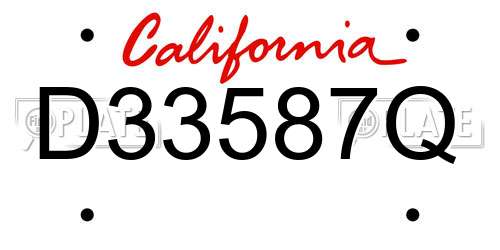 D33587Q California License Plate