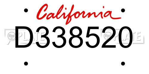 D338520 California License Plate