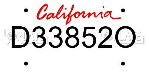 D33852O California License Plate