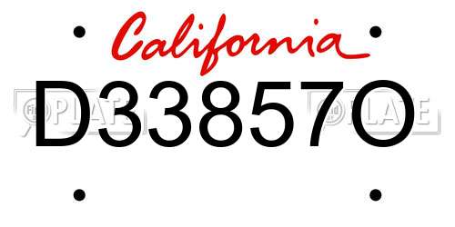 D33857O California License Plate