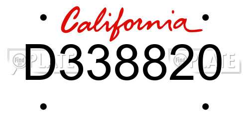 D338820 California License Plate