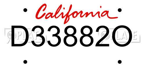 D33882O California License Plate