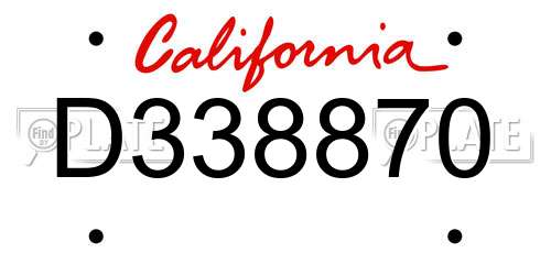 D338870 California License Plate