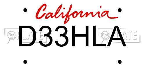 D33HLA California License Plate