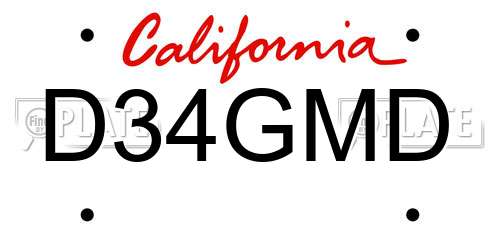 D34GMD California License Plate