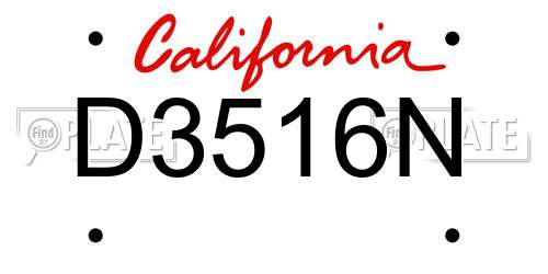 D3516N California License Plate