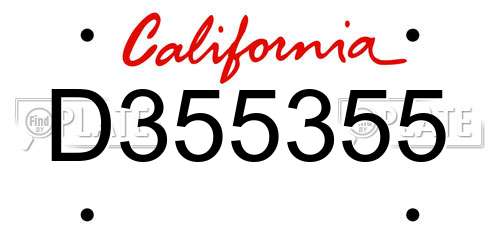 D355355 California License Plate