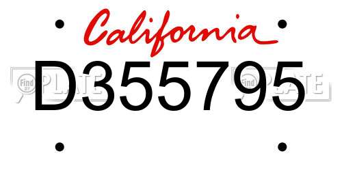 D355795 California License Plate